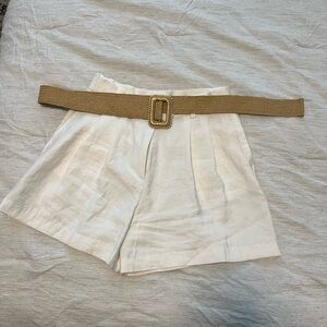 H&M White Shorts with Tan Belt
